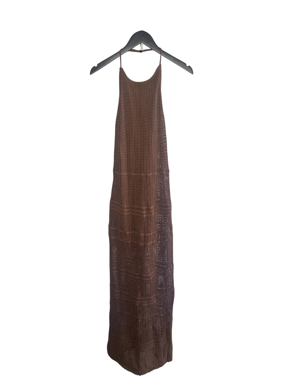 Abercrombie & Fitch Brown Crochet style Halter Maxi Dress